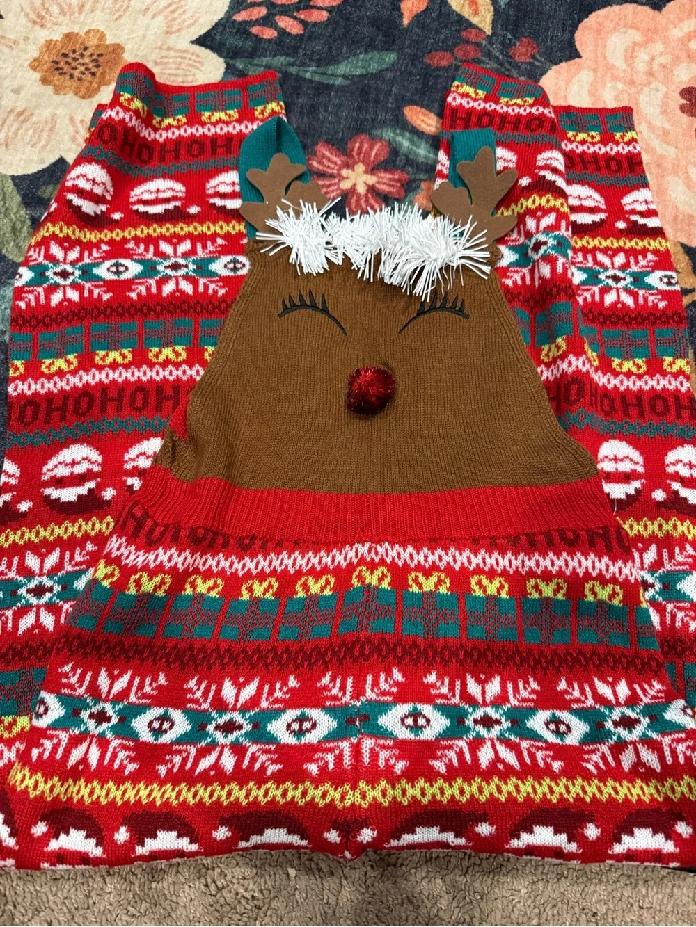 Festive Reindeer Knit Romper